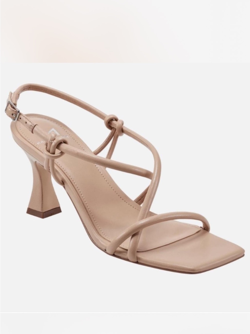 Marc Fisher Beige Strappy Square-Toe Slingback Heels